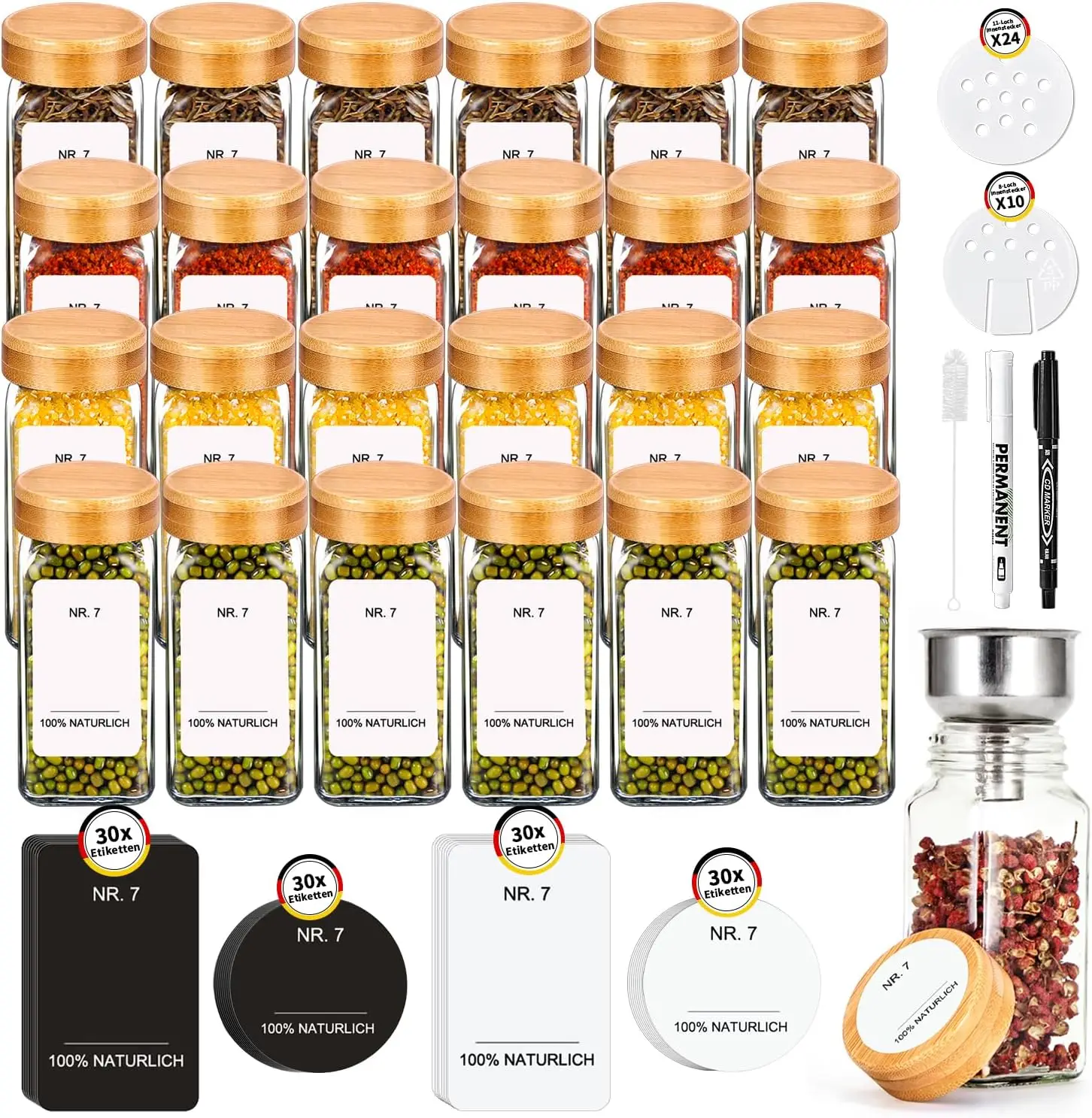 120 ml quadratisches Gewürzglas-Set mit